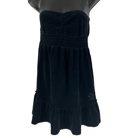 bebe Dresses & Skirts - bebe Dress Swimwear Cover XS Black Ruffles Circle B Sleeveless Mini Y2k